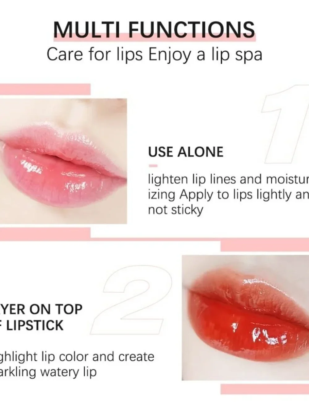 Shiny Cherry Hydrating Tinted Lip Oil Plumping Gloss Pink Tint Non Sticky Glossy